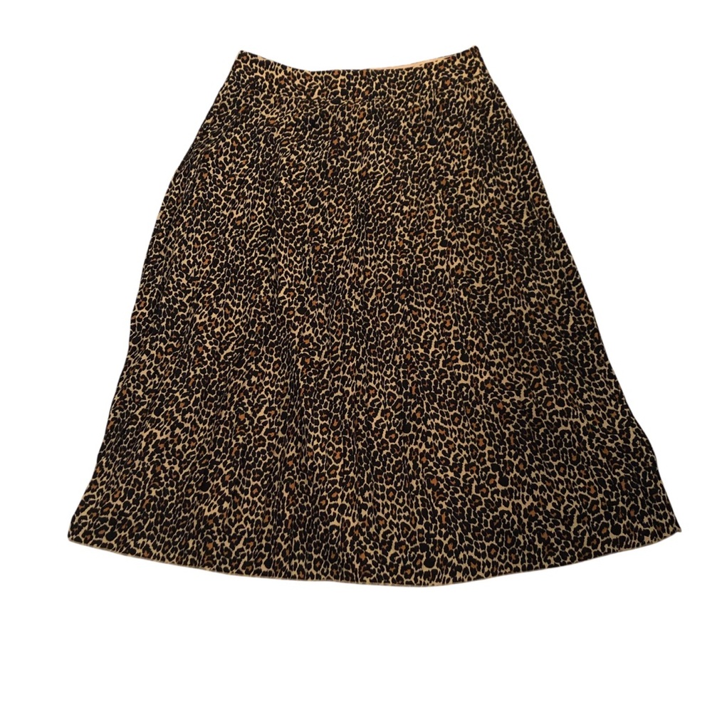 JCrew Pleated Leopard Print Midi Skirt Size 8